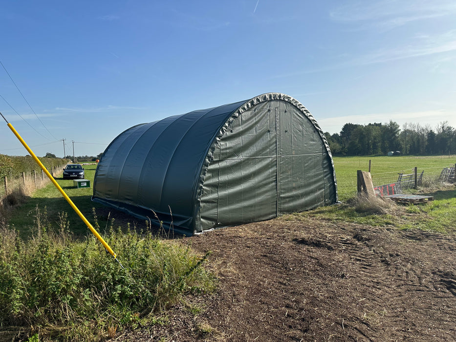 Single Trussed Industrial Storage Tent in a Farm