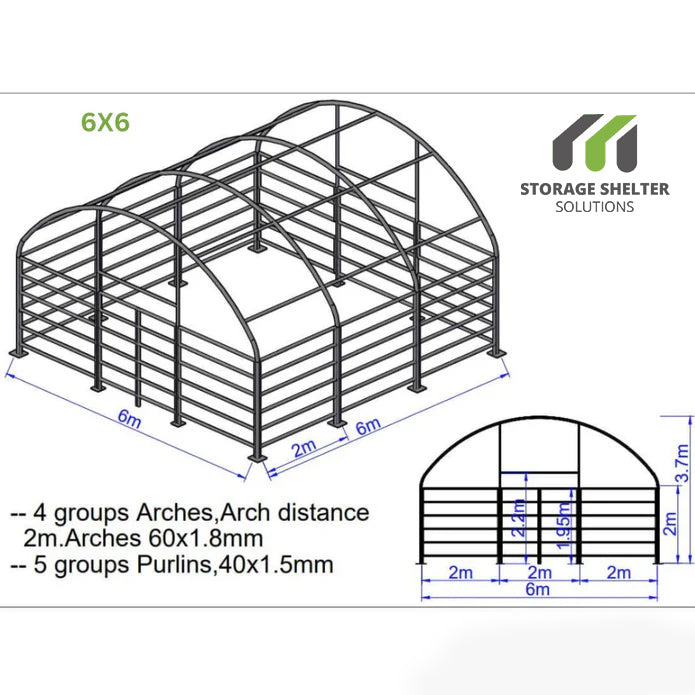 6x6 metre Livestock shelter