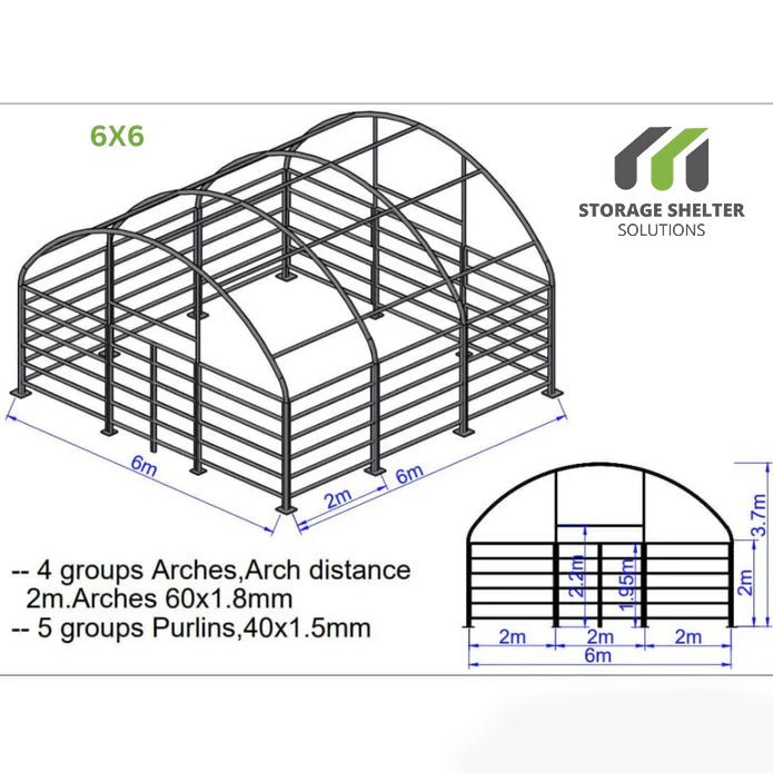6x6 metre Livestock shelter
