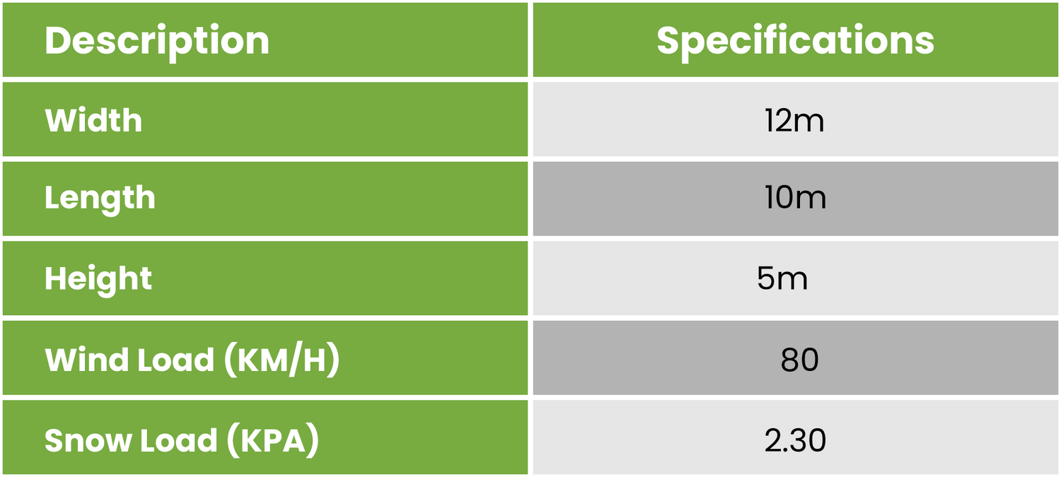 12x10m specification sheet
